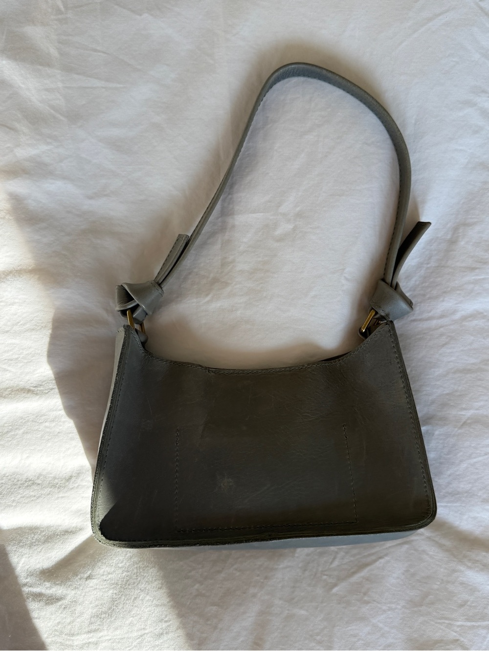 Madewell Light Teal Leather Baguette Shoulder Bag Gold Hardware - Picture 2 of 4